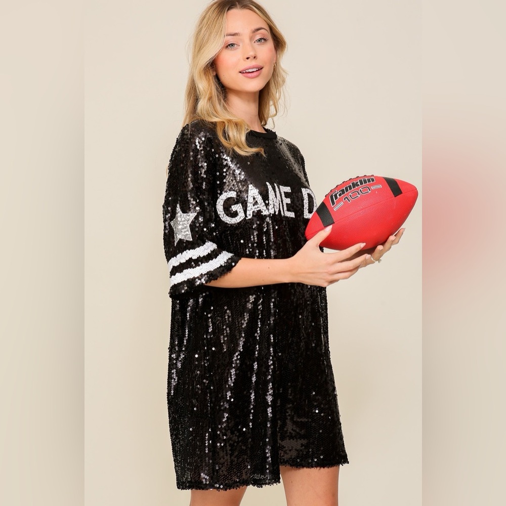 Sequin Game Day Jersey Shirt Dress - Picture 3 of 3